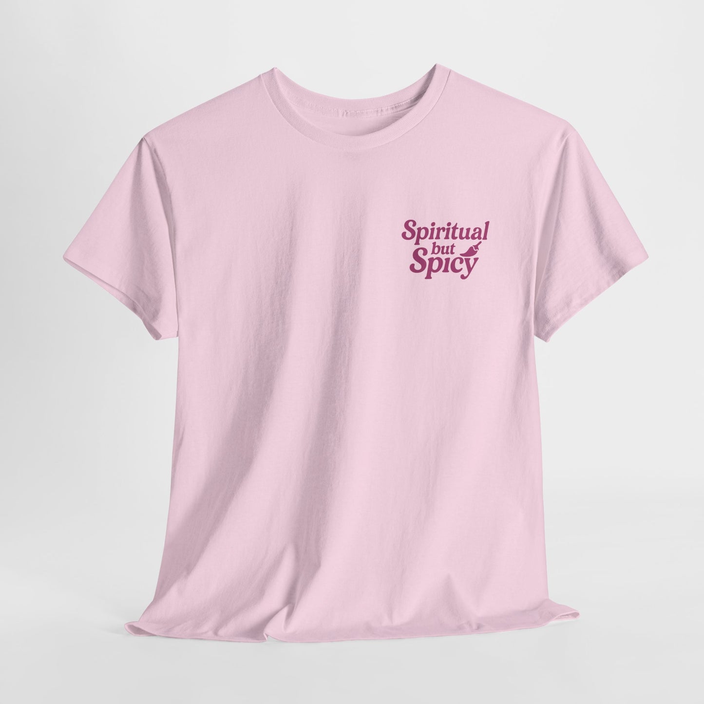 Spiritual but Spicy Unisex T-Shirt – Retro Mini Slogan Tee, Vintage Inspired Graphic Top, Feminine Statement Shirt - Madame Soulière