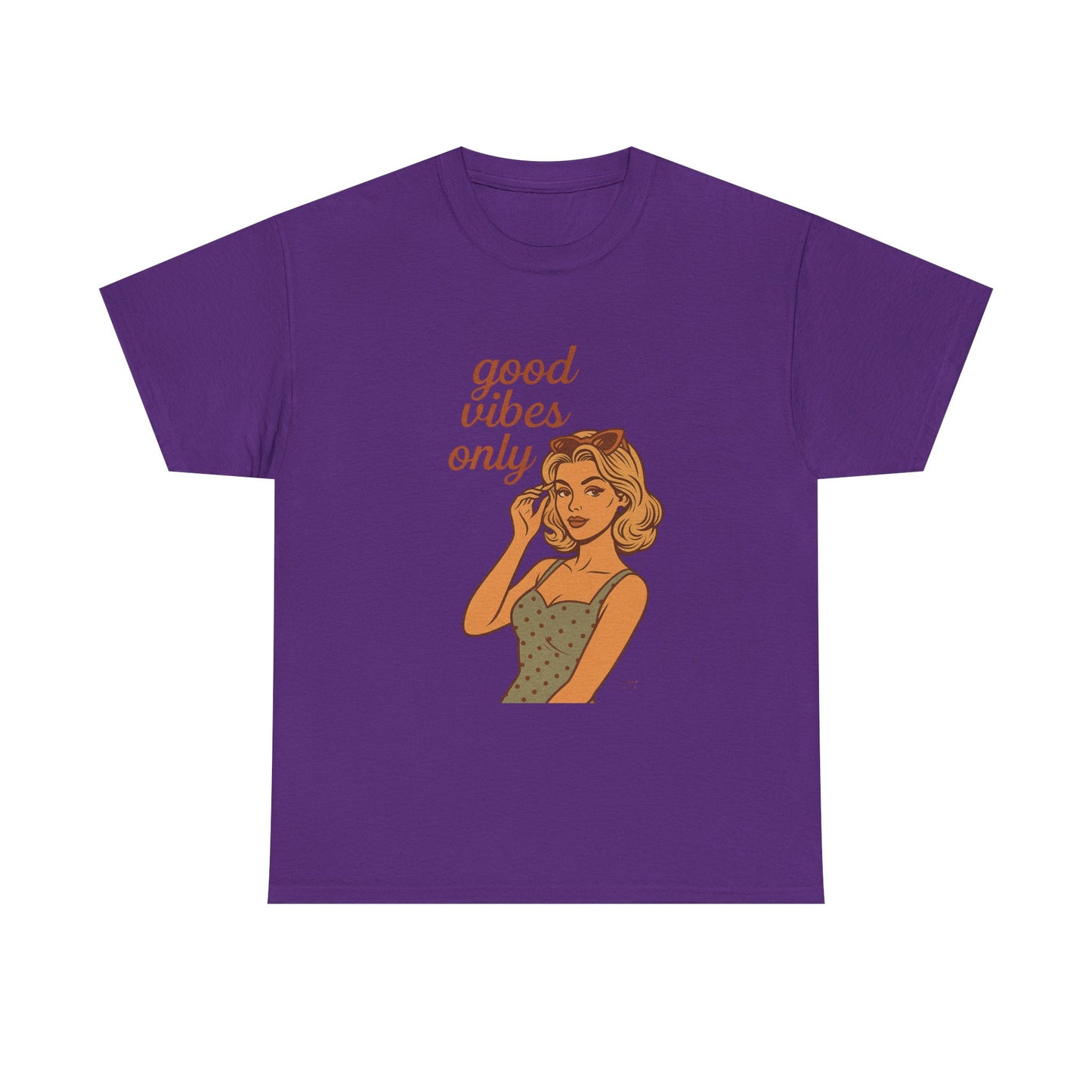 Retro Graphic Unisex T-Shirt – Good Vibes Only Vintage Pin Up Tee, 50s Inspired Feminine Empowerment Top, Spiritual Positive Energy Shirt - Madame Soulière