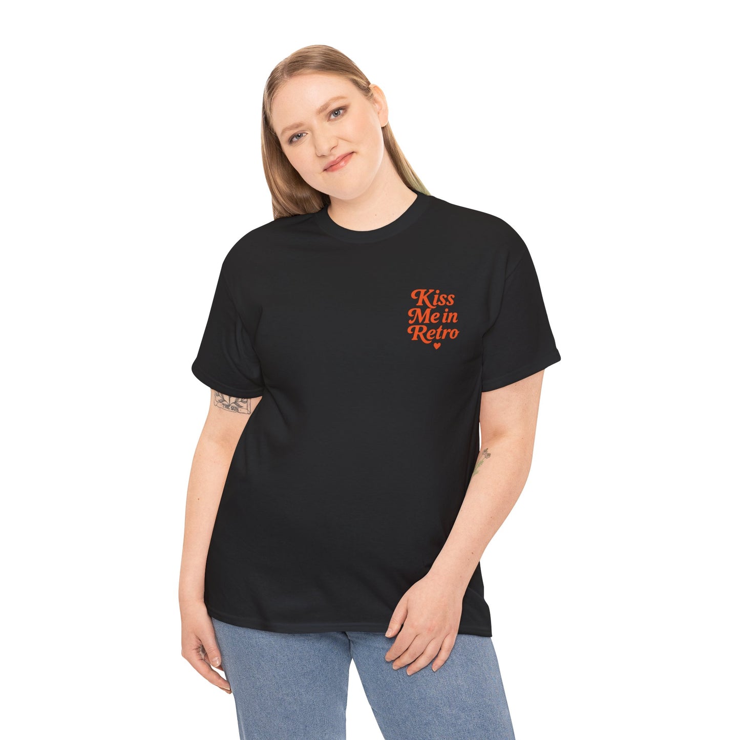 Retro Mini Slogan Unisex T-Shirt – Kiss Me in Retro Graphic Tee, Vintage Pin Up Inspired Top, 50s Rockabilly Style, Feminine Retro Statement Shirt - Madame Soulière