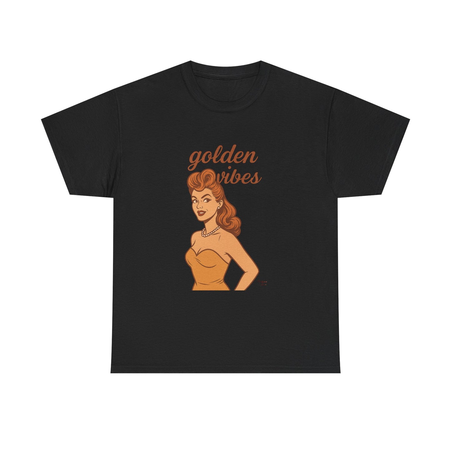 Golden Vibes – Retro Pin-Up Graphic Tee | Unisex Vintage Aesthetic T-Shirt - Madame Soulière