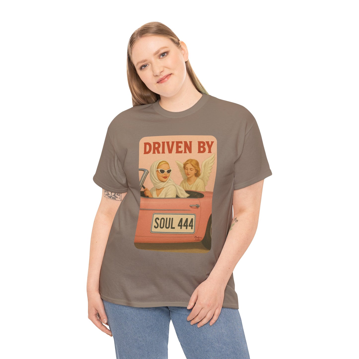 Driven by Soul 444 – Angel Number Retro Graphic Tee | Unisex Vintage Empowerment Shirt - Madame Soulière