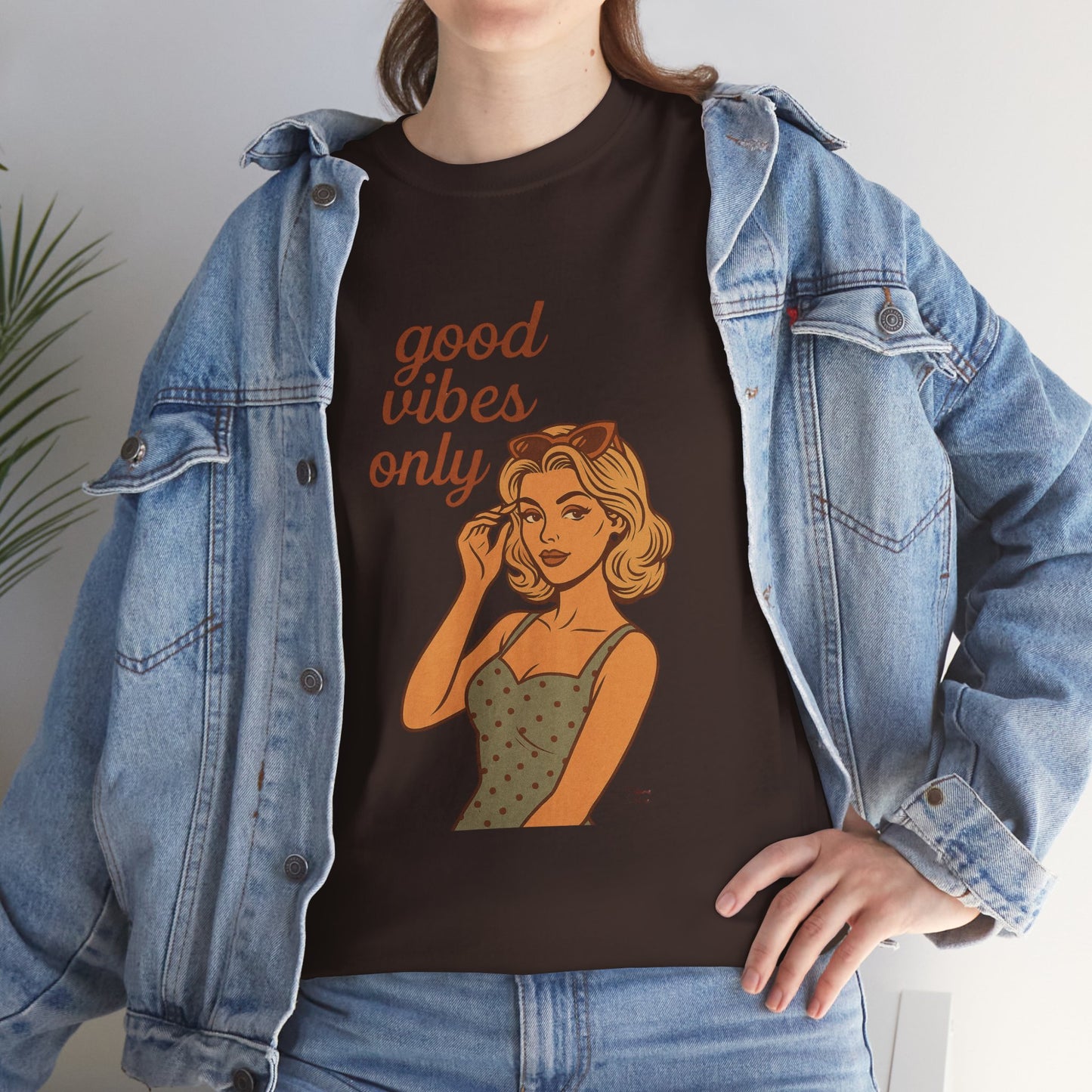 Retro Graphic Unisex T-Shirt – Good Vibes Only Vintage Pin Up Tee, 50s Inspired Feminine Empowerment Top, Spiritual Positive Energy Shirt - Madame Soulière