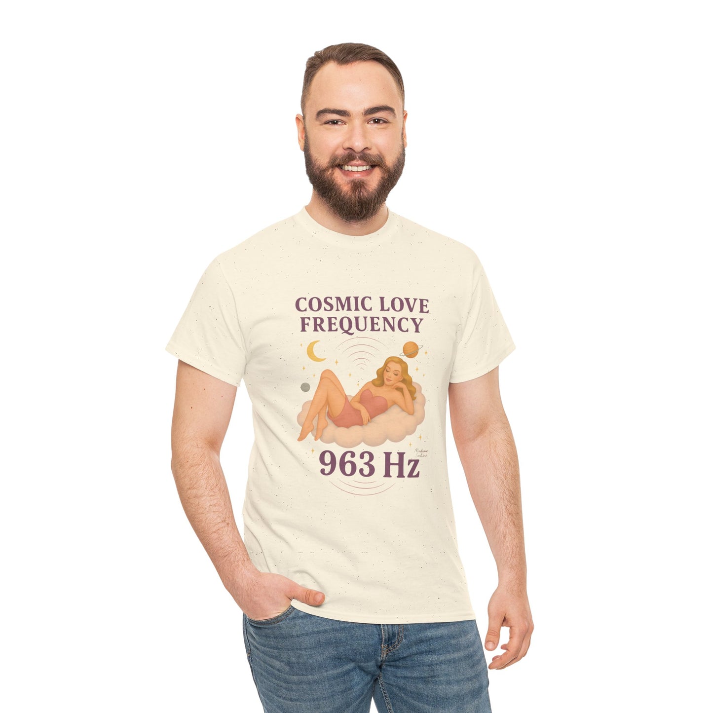 Cosmic Love Frequency 963 Hz Unisex T-Shirt – Retro Vintage Spiritual Graphic Tee, Angel Number Vibes, Feminine Pin Up Inspired Top - Madame Soulière