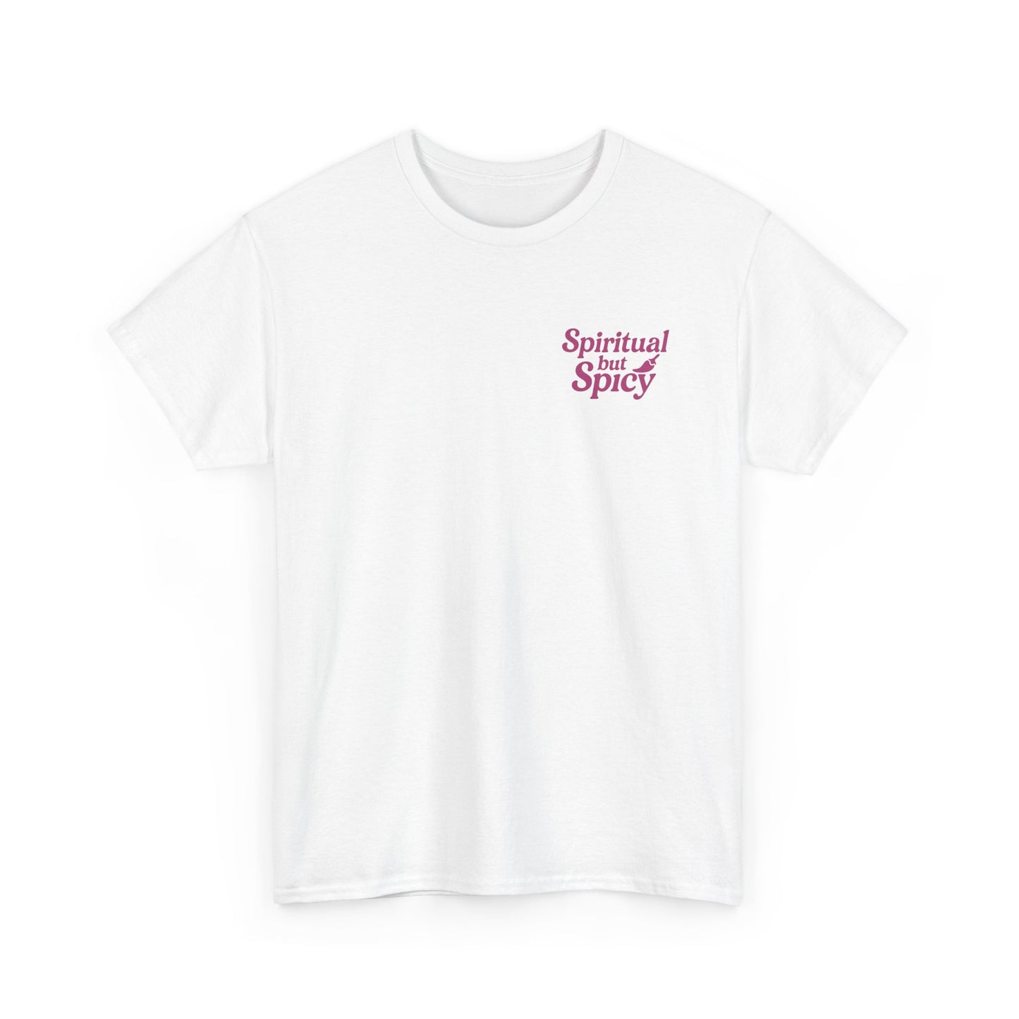 Spiritual but Spicy Unisex T-Shirt – Retro Mini Slogan Tee, Vintage Inspired Graphic Top, Feminine Statement Shirt - Madame Soulière