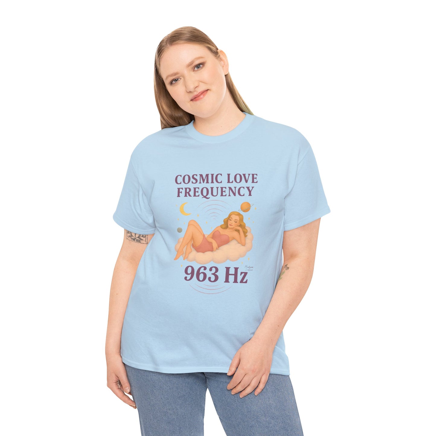 Cosmic Love Frequency 963 Hz Unisex T-Shirt – Retro Vintage Spiritual Graphic Tee, Angel Number Vibes, Feminine Pin Up Inspired Top - Madame Soulière