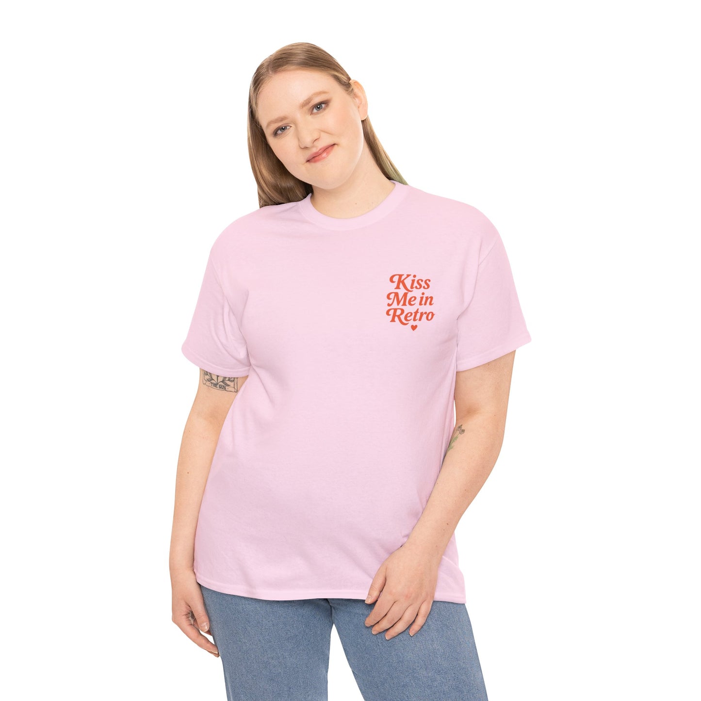 Retro Mini Slogan Unisex T-Shirt – Kiss Me in Retro Graphic Tee, Vintage Pin Up Inspired Top, 50s Rockabilly Style, Feminine Retro Statement Shirt - Madame Soulière
