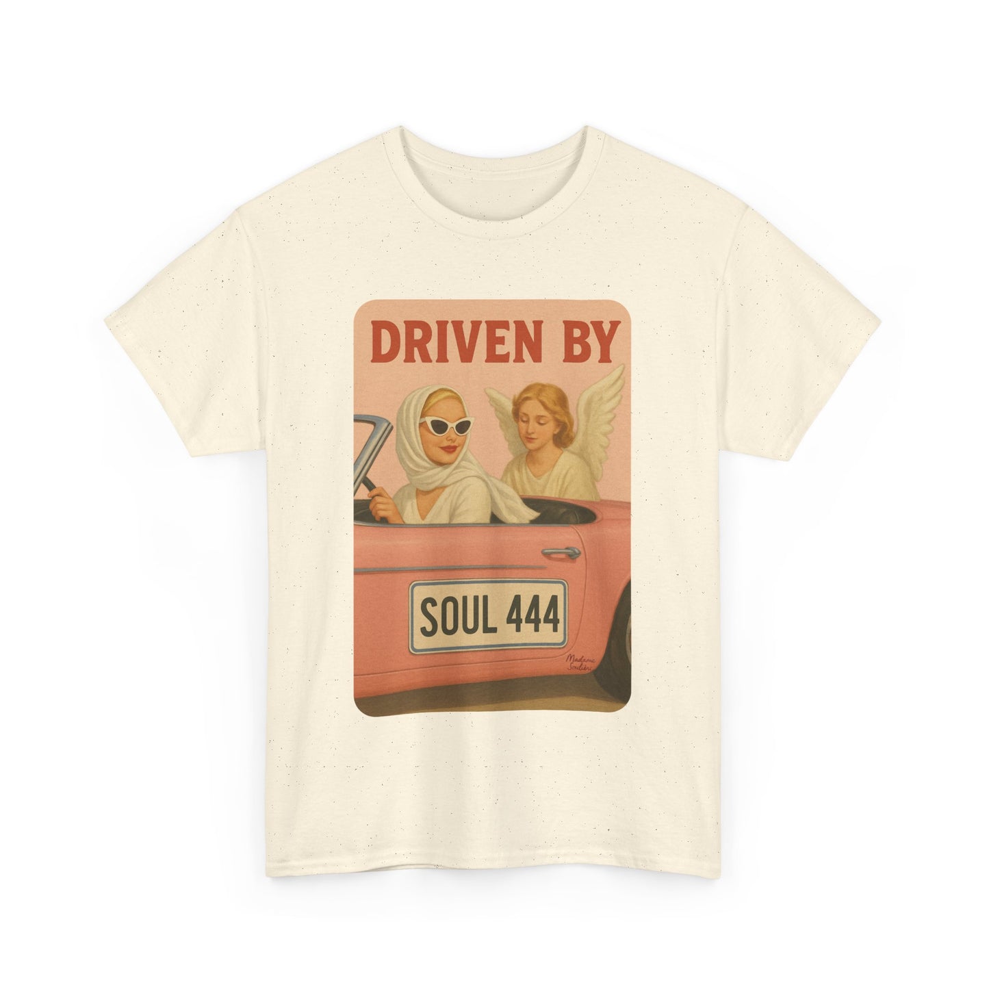 Driven by Soul 444 – Angel Number Retro Graphic Tee | Unisex Vintage Empowerment Shirt - Madame Soulière