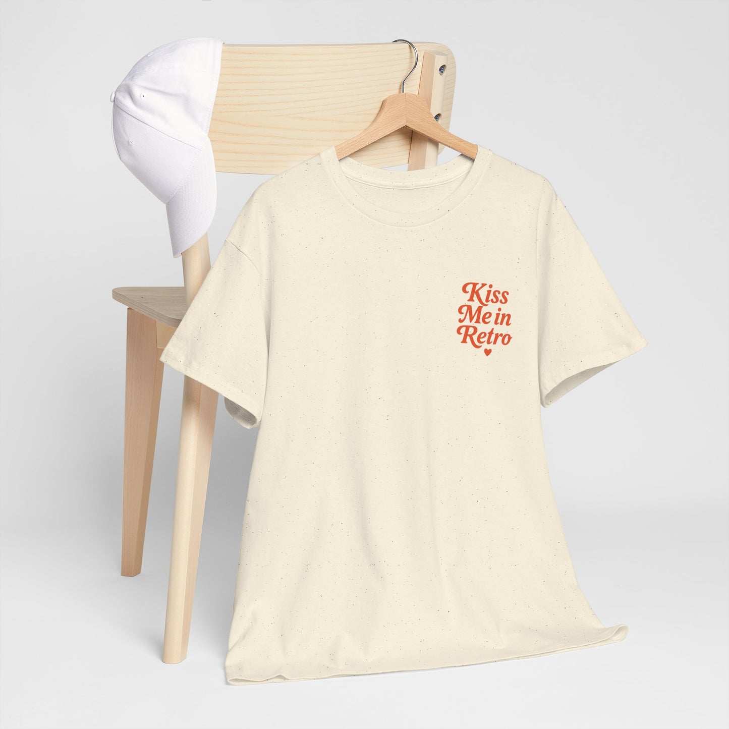 Retro Mini Slogan Unisex T-Shirt – Kiss Me in Retro Graphic Tee, Vintage Pin Up Inspired Top, 50s Rockabilly Style, Feminine Retro Statement Shirt - Madame Soulière