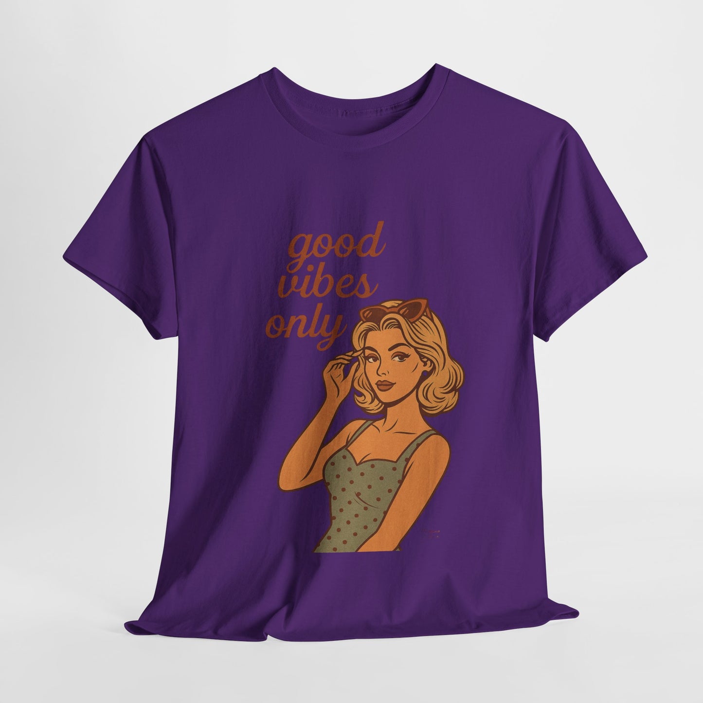 Retro Graphic Unisex T-Shirt – Good Vibes Only Vintage Pin Up Tee, 50s Inspired Feminine Empowerment Top, Spiritual Positive Energy Shirt - Madame Soulière