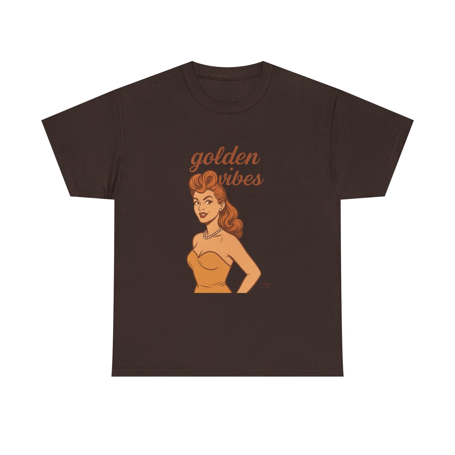 Golden Vibes – Retro Pin-Up Graphic Tee | Unisex Vintage Aesthetic T-Shirt - Madame Soulière