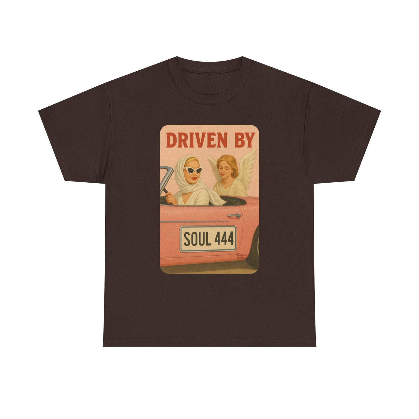Driven by Soul 444 – Angel Number Retro Graphic Tee | Unisex Vintage Empowerment Shirt - Madame Soulière