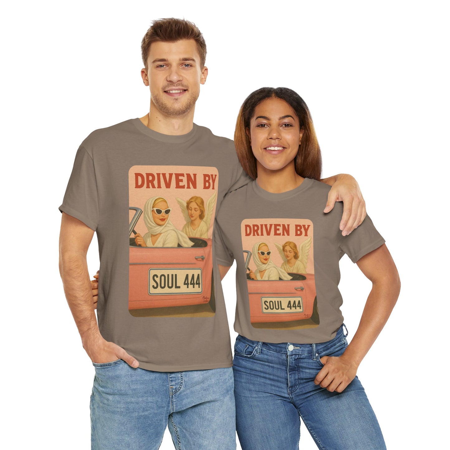 Driven by Soul 444 – Angel Number Retro Graphic Tee | Unisex Vintage Empowerment Shirt - Madame Soulière