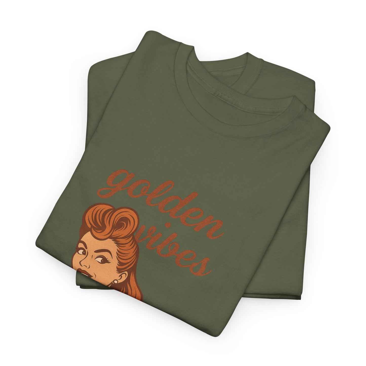 Golden Vibes – Retro Pin-Up Graphic Tee | Unisex Vintage Aesthetic T-Shirt - Madame Soulière