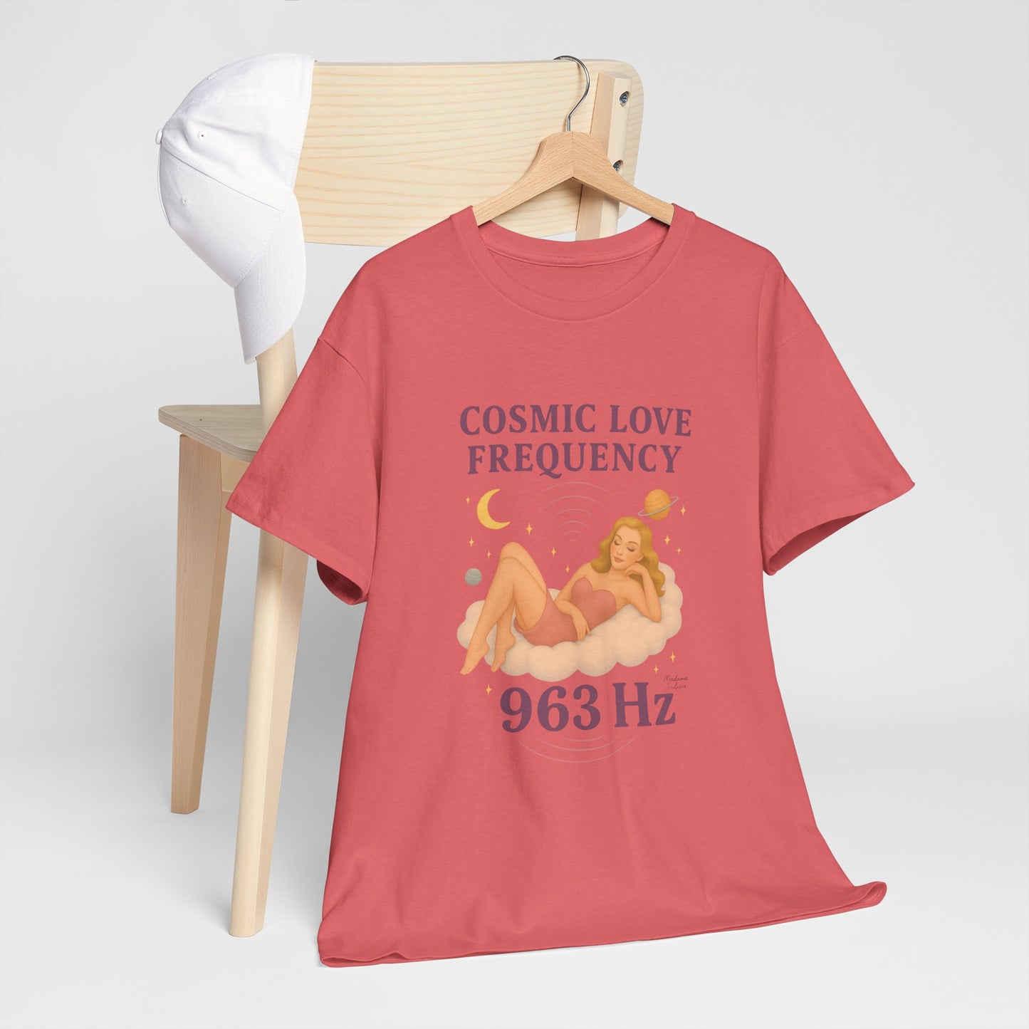 Cosmic Love Frequency 963 Hz Unisex T-Shirt – Retro Vintage Spiritual Graphic Tee, Angel Number Vibes, Feminine Pin Up Inspired Top - Madame Soulière