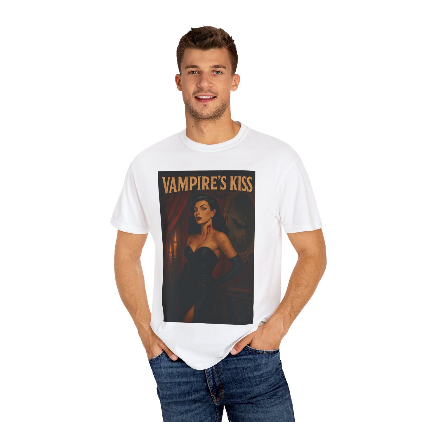 Vampire’s Kiss Halloween Unisex T-Shirt – Retro Vintage Vampire Graphic Tee, Spooky Horror Unisex Top, Gothic Scary Season Shirt - Madame Soulière
