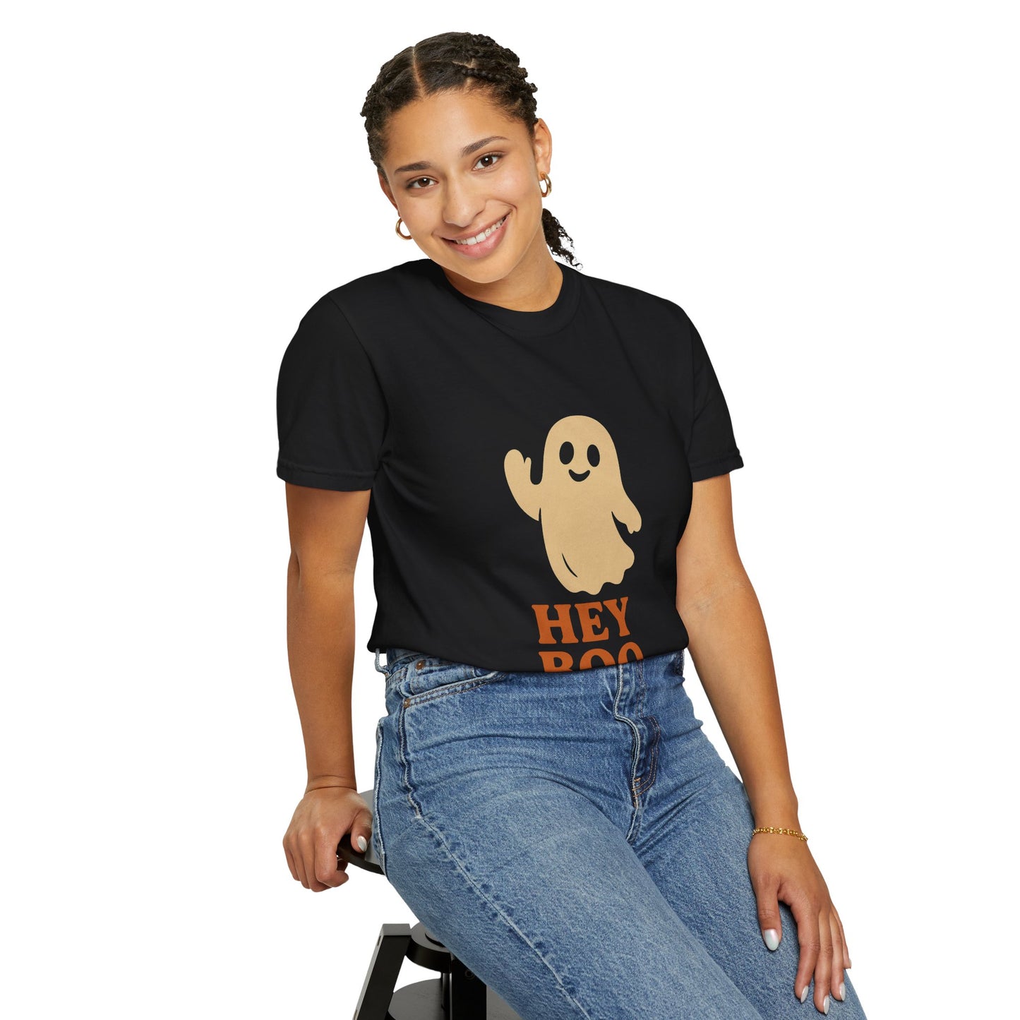 Retro Halloween Ghost T-Shirt – Vintage Pin Up Style Tee, Spooky Season Graphic Top, Hey Boo Shirt for Women & Men - Madame Soulière