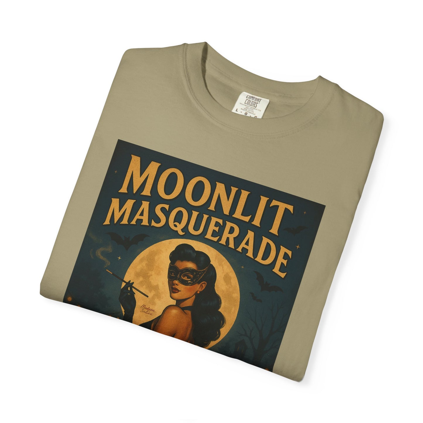 Moonlit Masquerade Halloween Unisex T-Shirt – Retro Vintage Masquerade Ball Graphic Tee, Spooky Horror Top - Madame Soulière