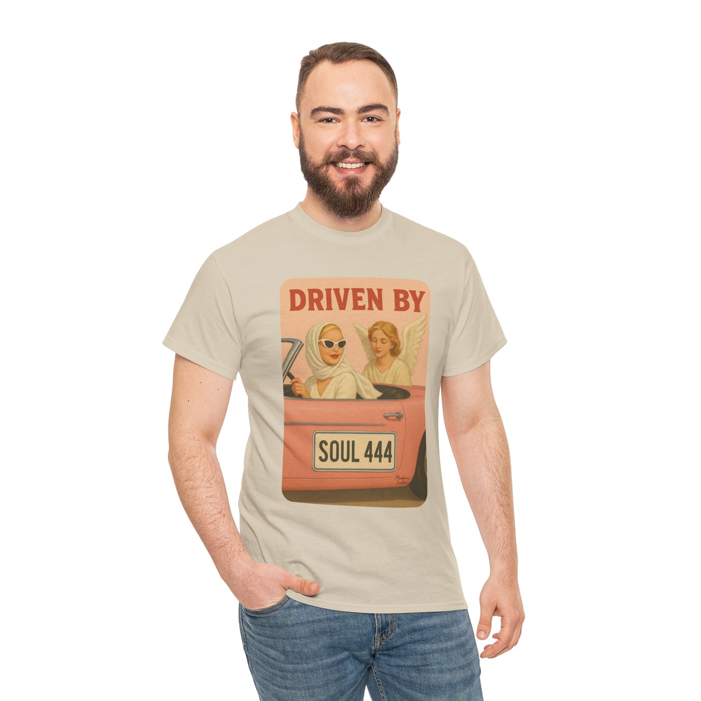 Driven by Soul 444 – Angel Number Retro Graphic Tee | Unisex Vintage Empowerment Shirt - Madame Soulière