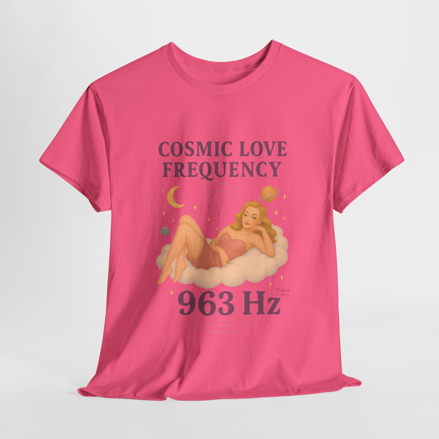 Cosmic Love Frequency 963 Hz Unisex T-Shirt – Retro Vintage Spiritual Graphic Tee, Angel Number Vibes, Feminine Pin Up Inspired Top - Madame Soulière
