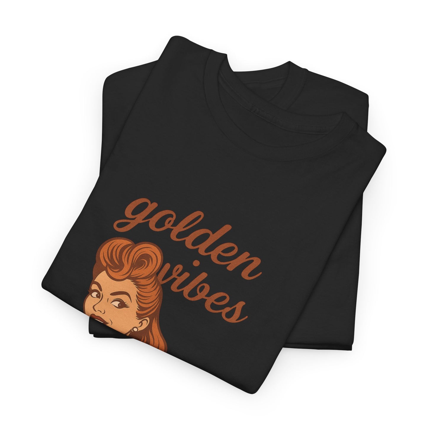 Golden Vibes – Retro Pin-Up Graphic Tee | Unisex Vintage Aesthetic T-Shirt - Madame Soulière