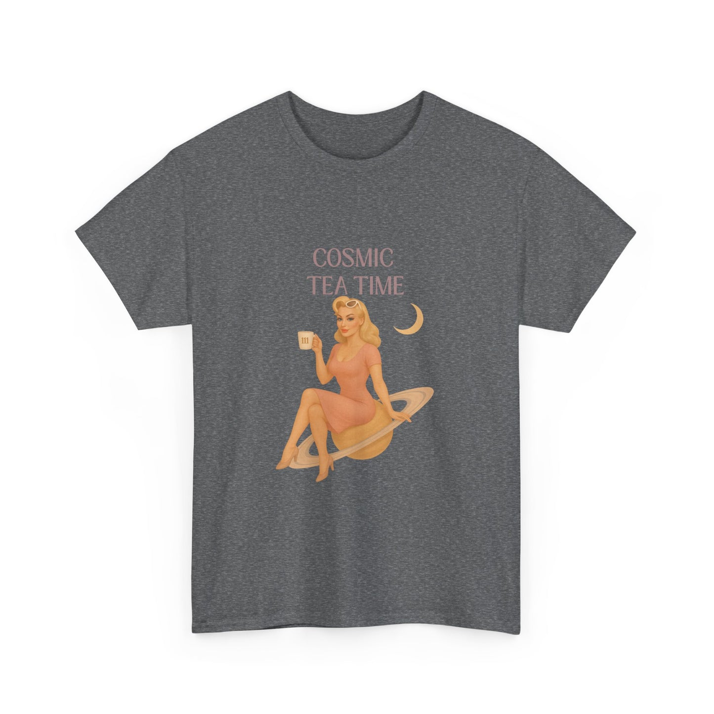 Cosmic Tea Time 111 Unisex T-Shirt – Retro Vintage Graphic Tee, Angel Number Shirt, Spiritual Pin Up Top, Unisex Cosmic Vibes Tee - Madame Soulière