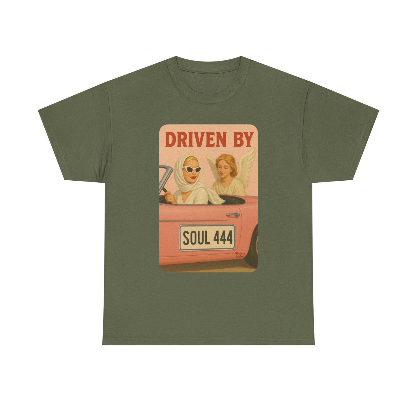 Driven by Soul 444 – Angel Number Retro Graphic Tee | Unisex Vintage Empowerment Shirt - Madame Soulière