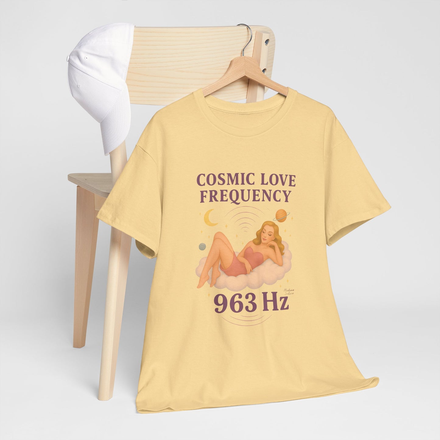 Cosmic Love Frequency 963 Hz Unisex T-Shirt – Retro Vintage Spiritual Graphic Tee, Angel Number Vibes, Feminine Pin Up Inspired Top - Madame Soulière