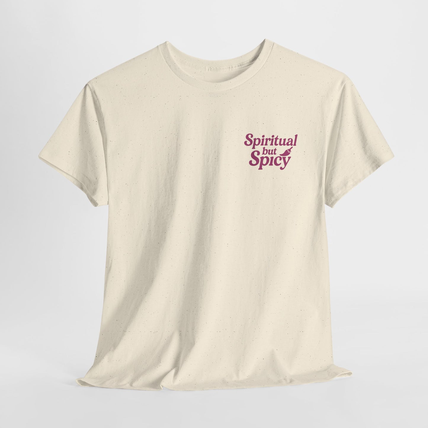 Spiritual but Spicy Unisex T-Shirt – Retro Mini Slogan Tee, Vintage Inspired Graphic Top, Feminine Statement Shirt - Madame Soulière