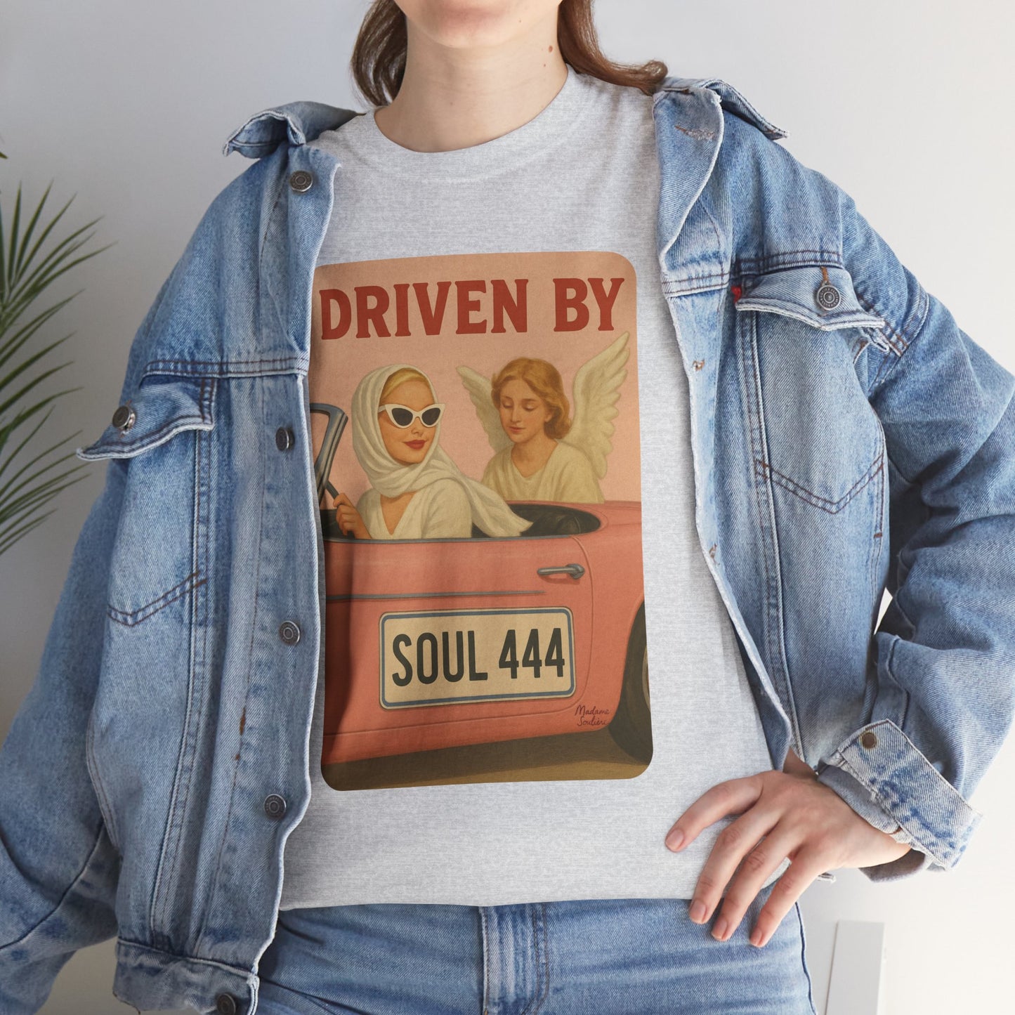 Driven by Soul 444 – Angel Number Retro Graphic Tee | Unisex Vintage Empowerment Shirt - Madame Soulière