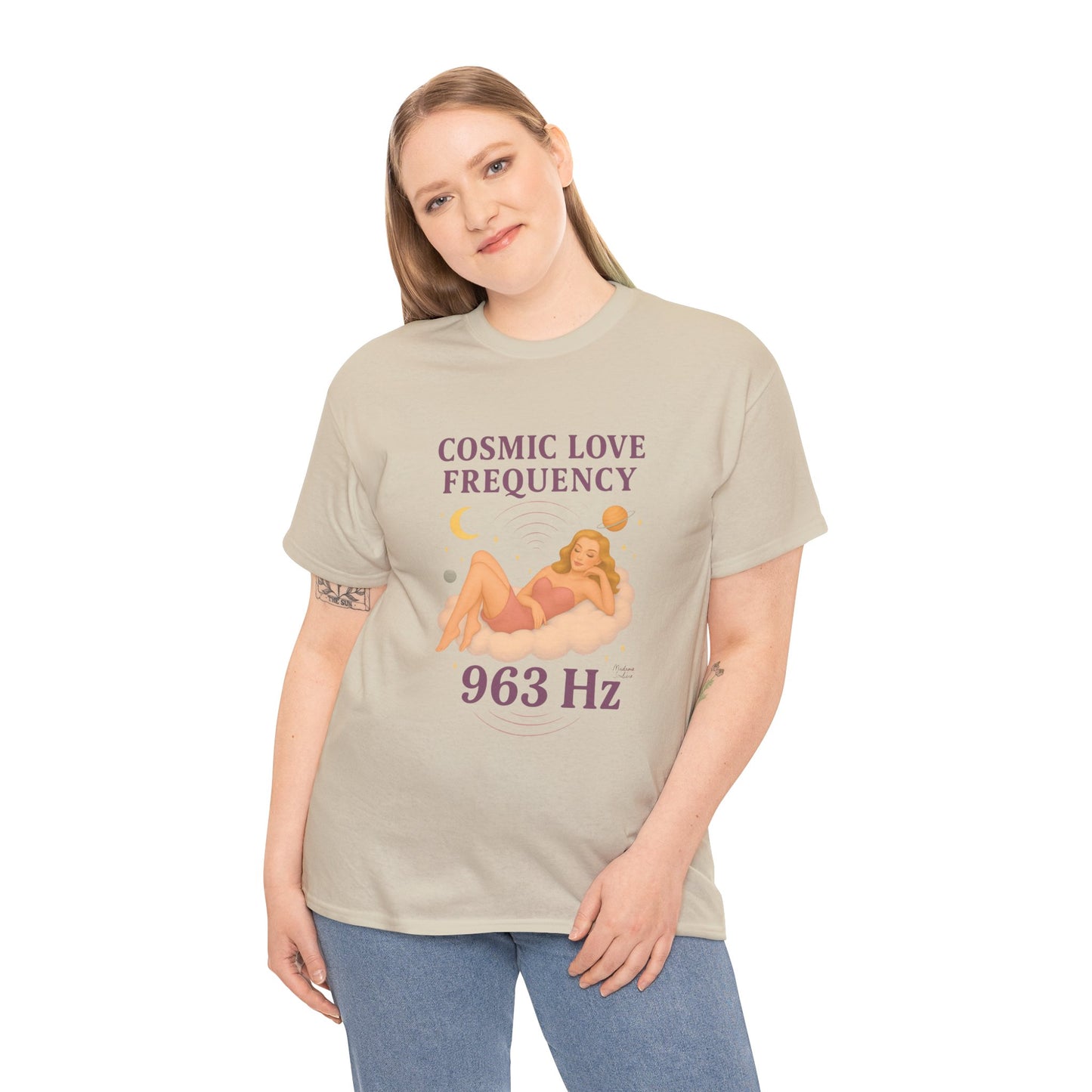 Cosmic Love Frequency 963 Hz Unisex T-Shirt – Retro Vintage Spiritual Graphic Tee, Angel Number Vibes, Feminine Pin Up Inspired Top - Madame Soulière