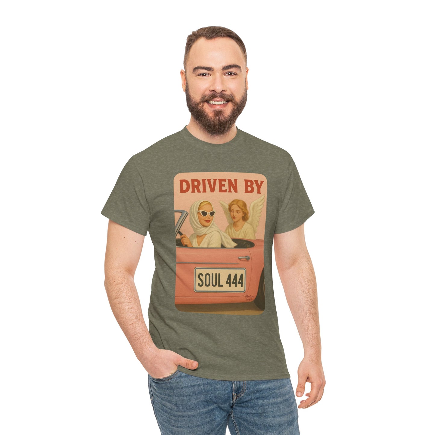 Driven by Soul 444 – Angel Number Retro Graphic Tee | Unisex Vintage Empowerment Shirt - Madame Soulière