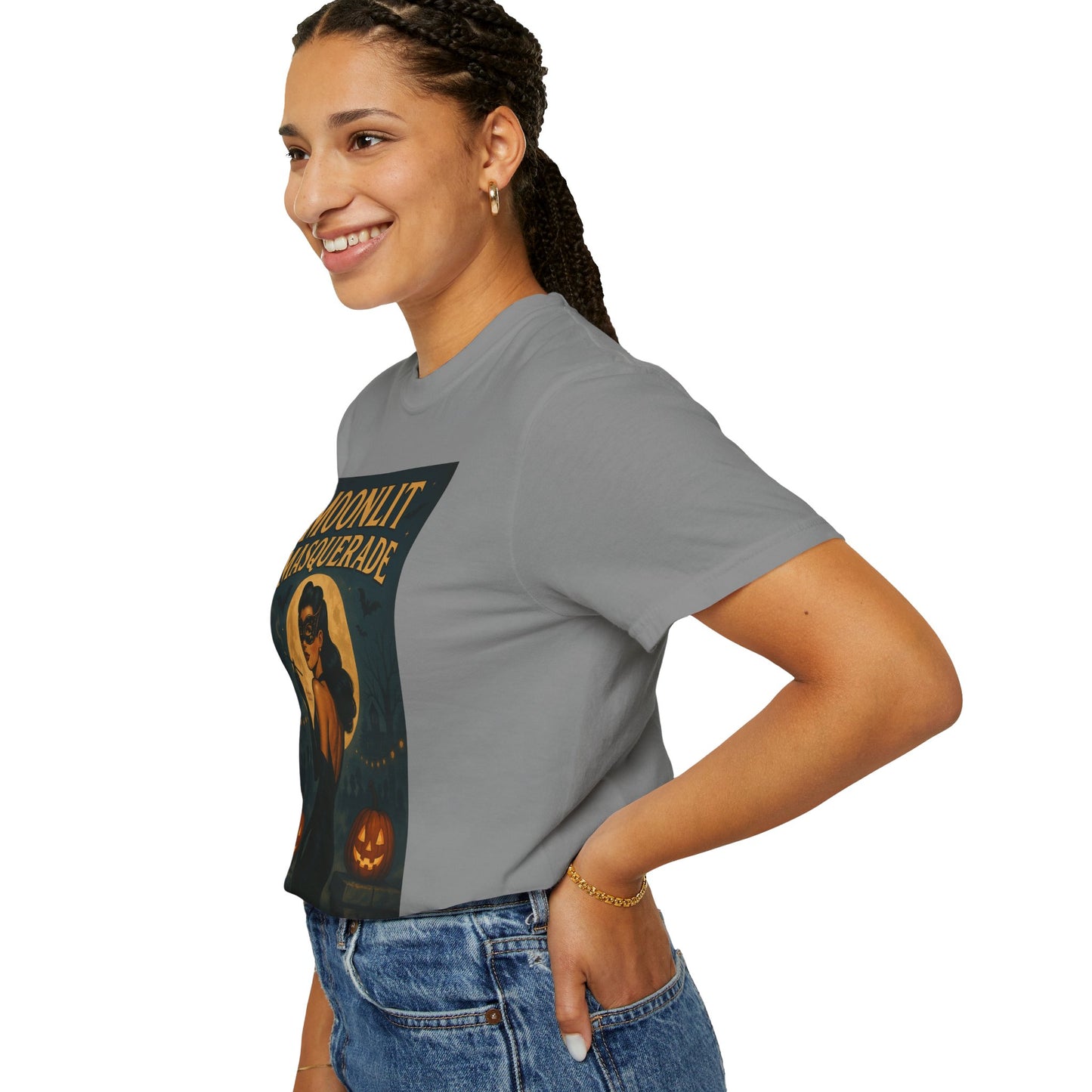 Moonlit Masquerade Halloween Unisex T-Shirt – Retro Vintage Masquerade Ball Graphic Tee, Spooky Horror Top - Madame Soulière