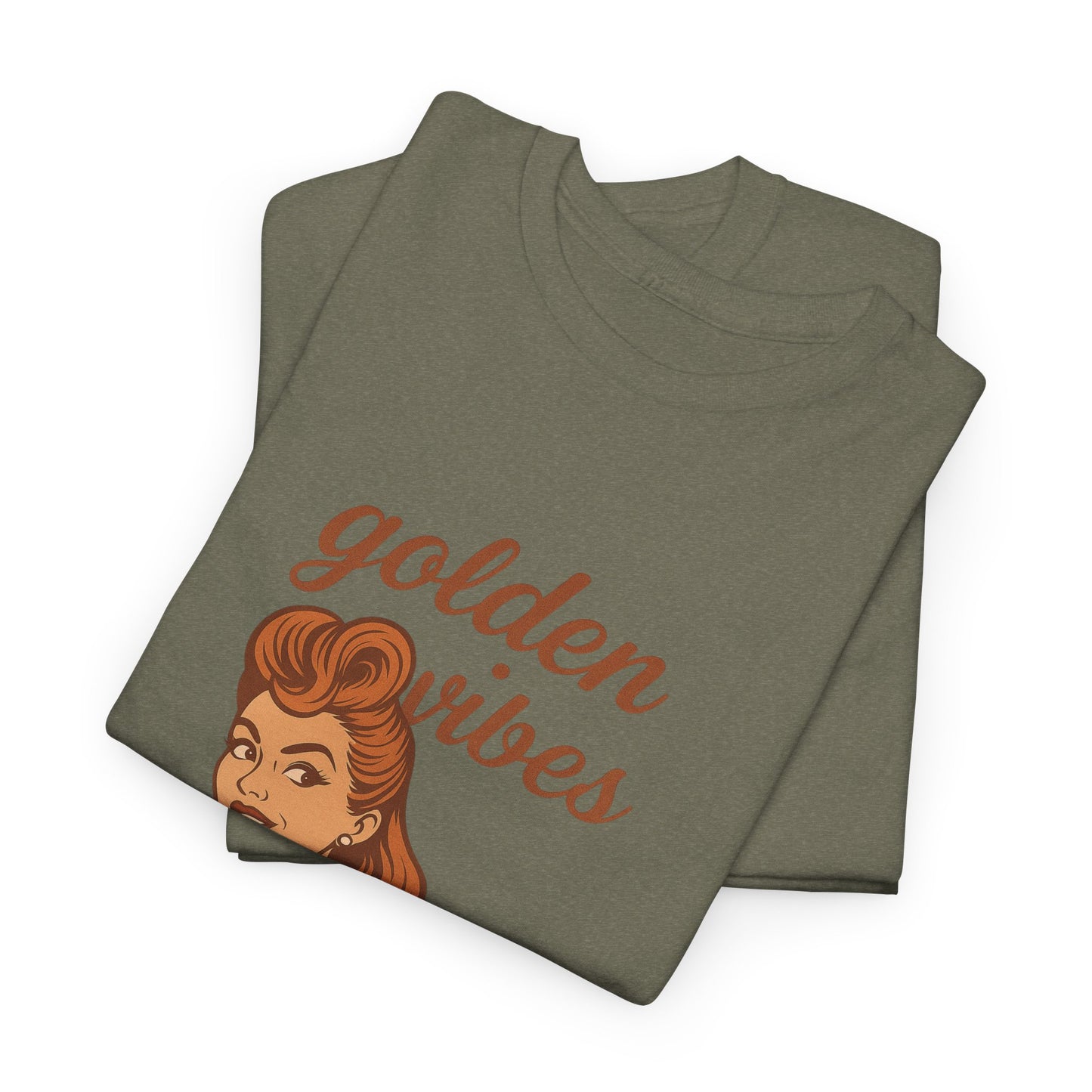 Golden Vibes – Retro Pin-Up Graphic Tee | Unisex Vintage Aesthetic T-Shirt - Madame Soulière