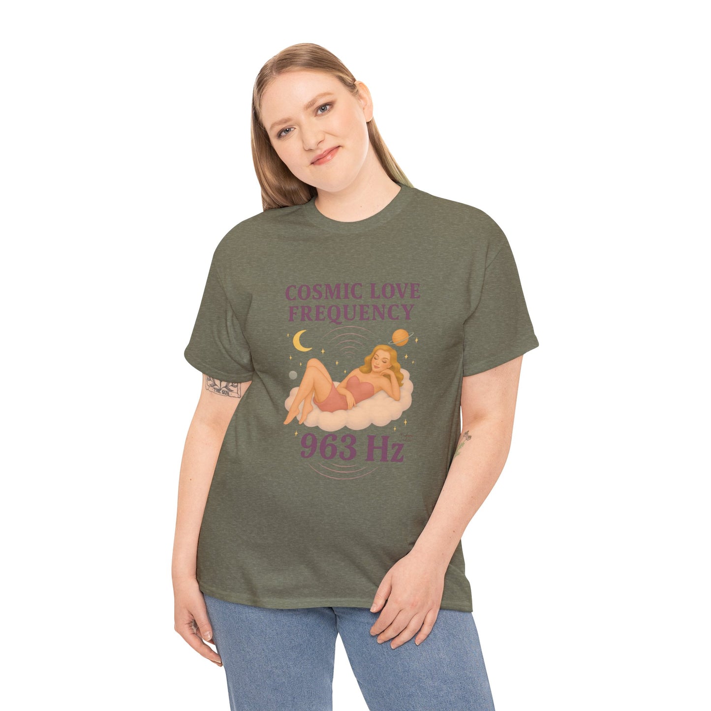 Cosmic Love Frequency 963 Hz Unisex T-Shirt – Retro Vintage Spiritual Graphic Tee, Angel Number Vibes, Feminine Pin Up Inspired Top - Madame Soulière