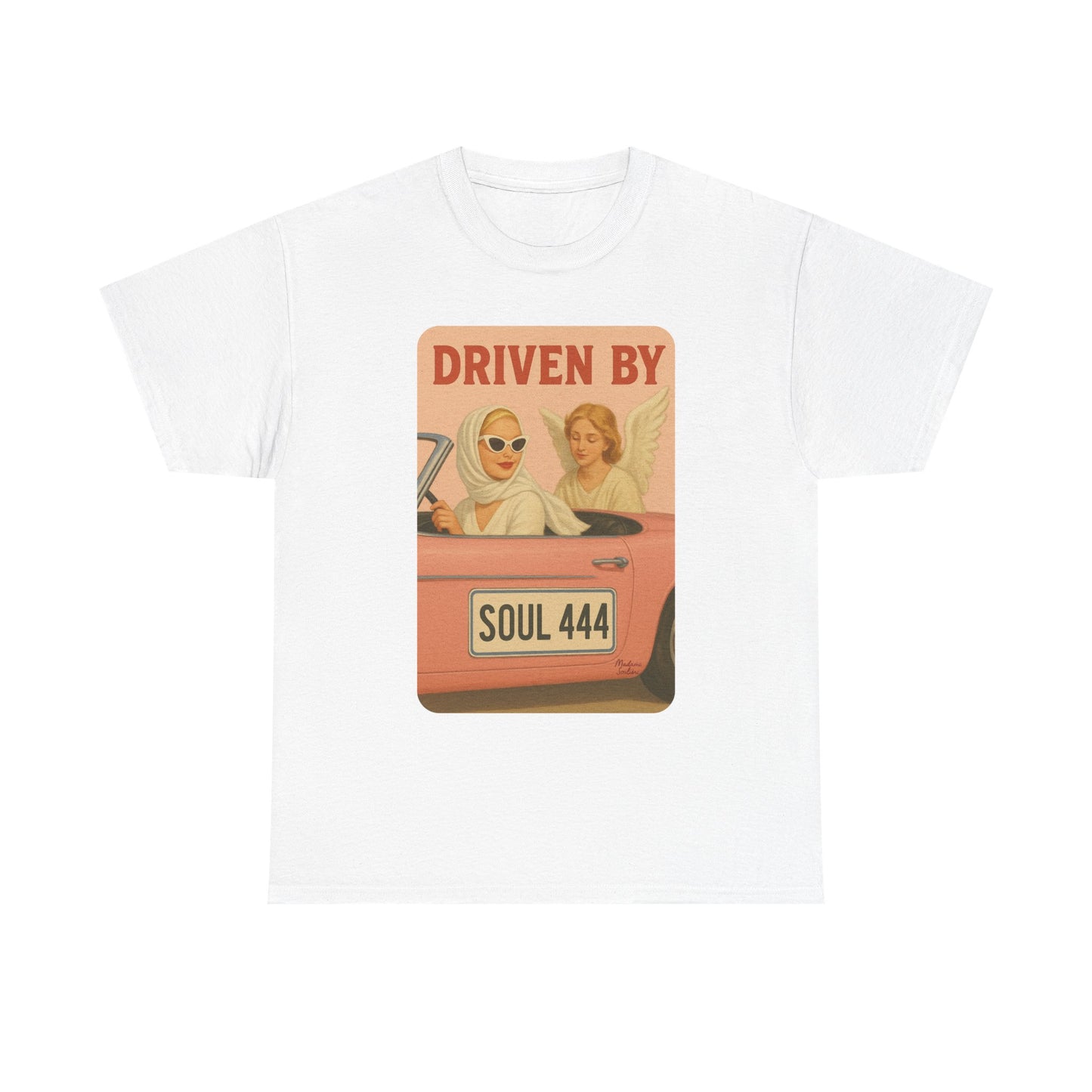 Driven by Soul 444 – Angel Number Retro Graphic Tee | Unisex Vintage Empowerment Shirt - Madame Soulière