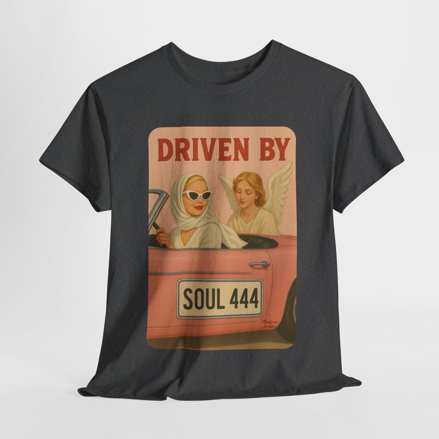 Driven by Soul 444 – Angel Number Retro Graphic Tee | Unisex Vintage Empowerment Shirt - Madame Soulière