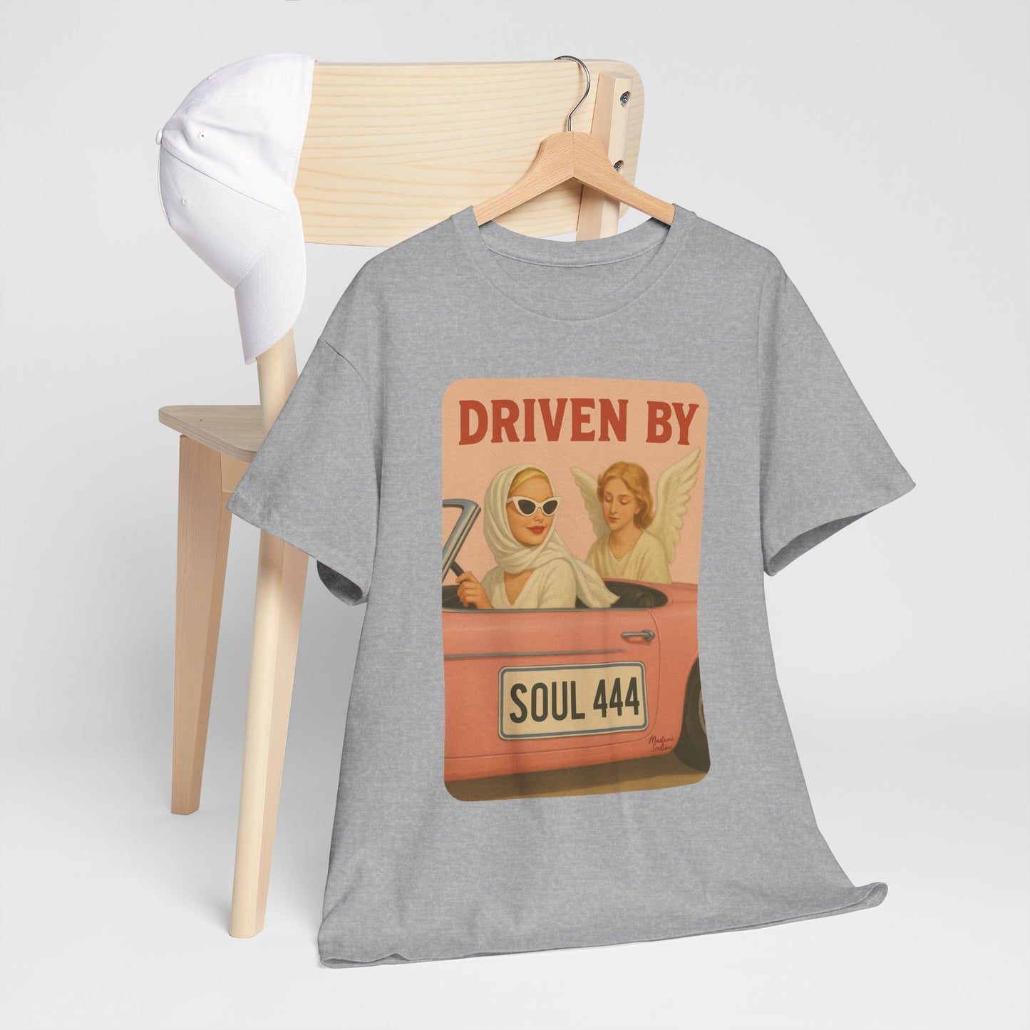 Driven by Soul 444 – Angel Number Retro Graphic Tee | Unisex Vintage Empowerment Shirt - Madame Soulière
