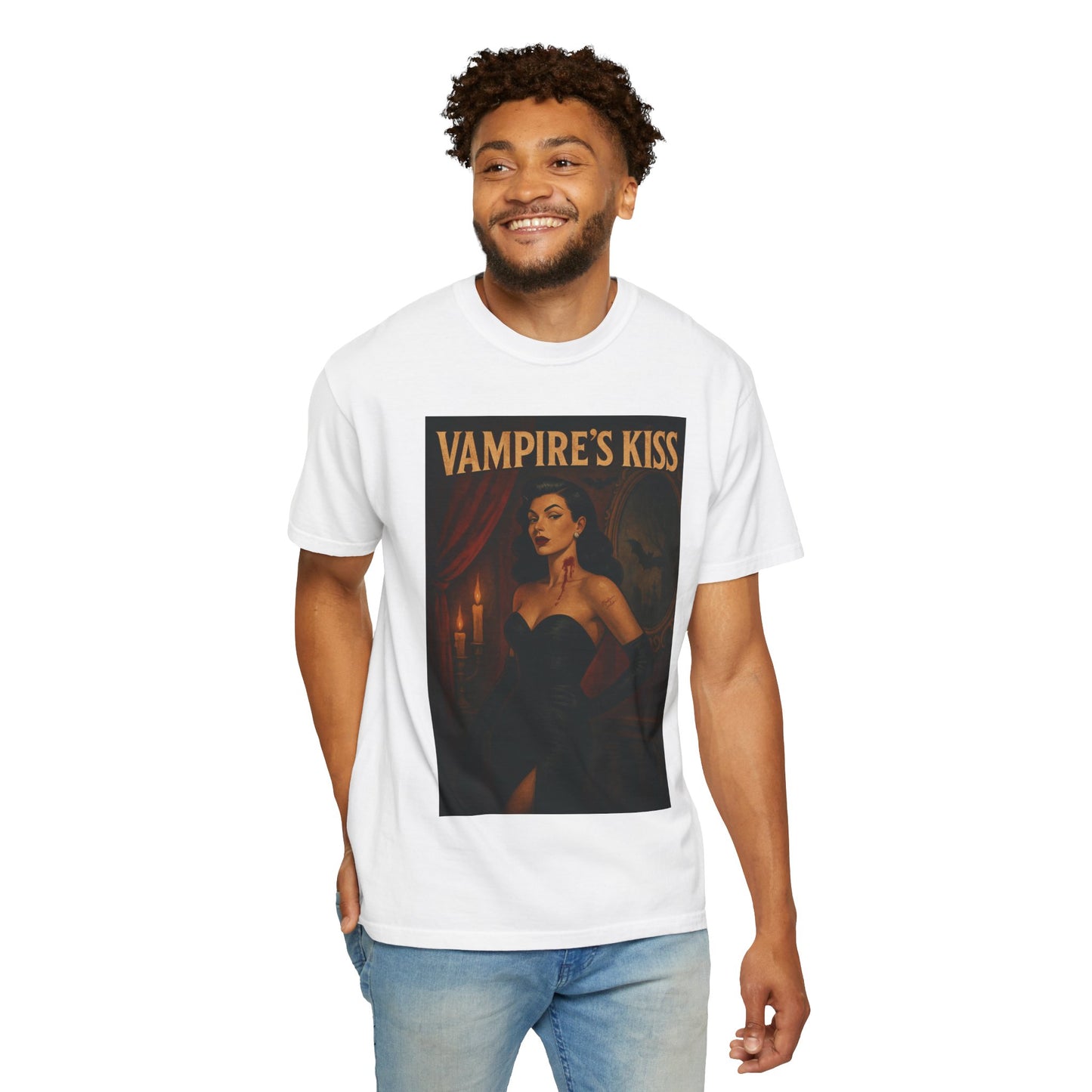 Vampire’s Kiss Halloween Unisex T-Shirt – Retro Vintage Vampire Graphic Tee, Spooky Horror Unisex Top, Gothic Scary Season Shirt - Madame Soulière