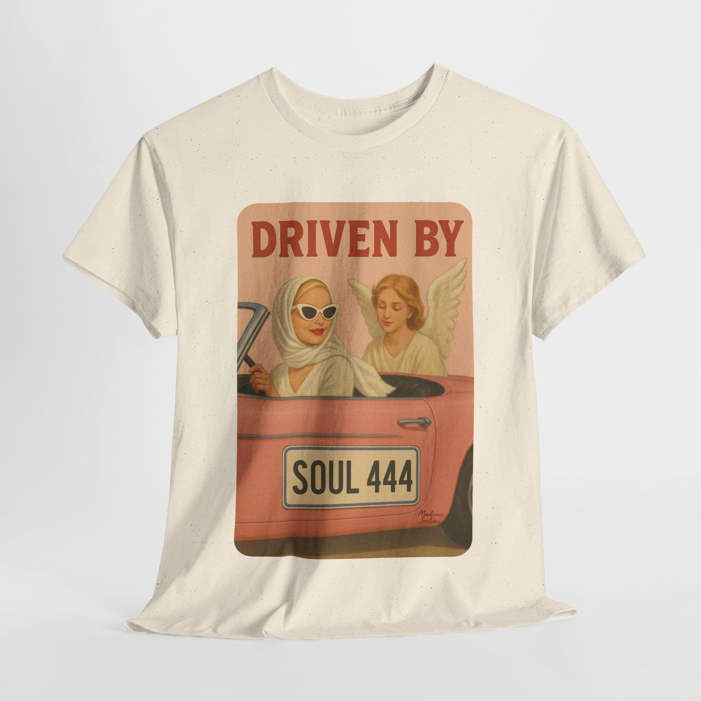 Driven by Soul 444 – Angel Number Retro Graphic Tee | Unisex Vintage Empowerment Shirt - Madame Soulière