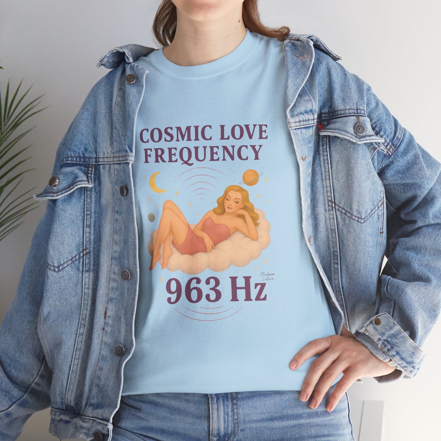 Cosmic Love Frequency 963 Hz Unisex T-Shirt – Retro Vintage Spiritual Graphic Tee, Angel Number Vibes, Feminine Pin Up Inspired Top - Madame Soulière