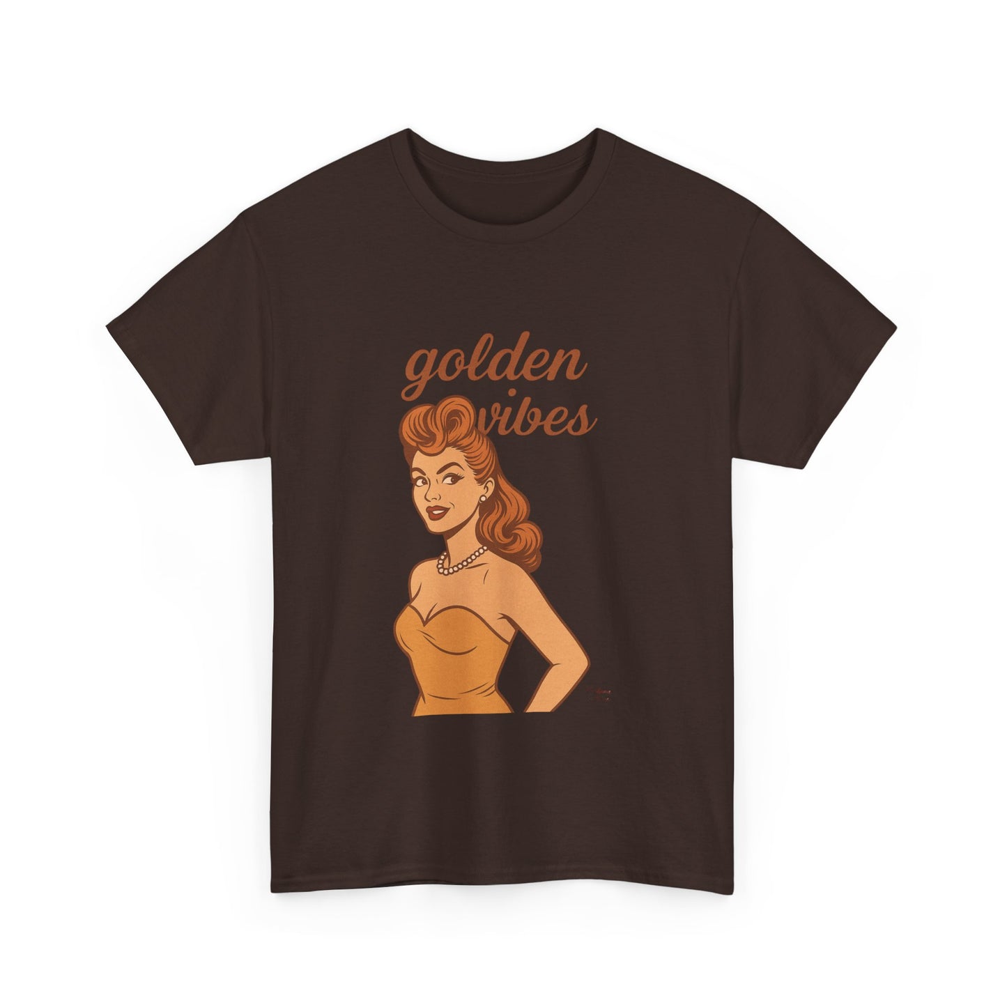 Golden Vibes – Retro Pin-Up Graphic Tee | Unisex Vintage Aesthetic T-Shirt - Madame Soulière