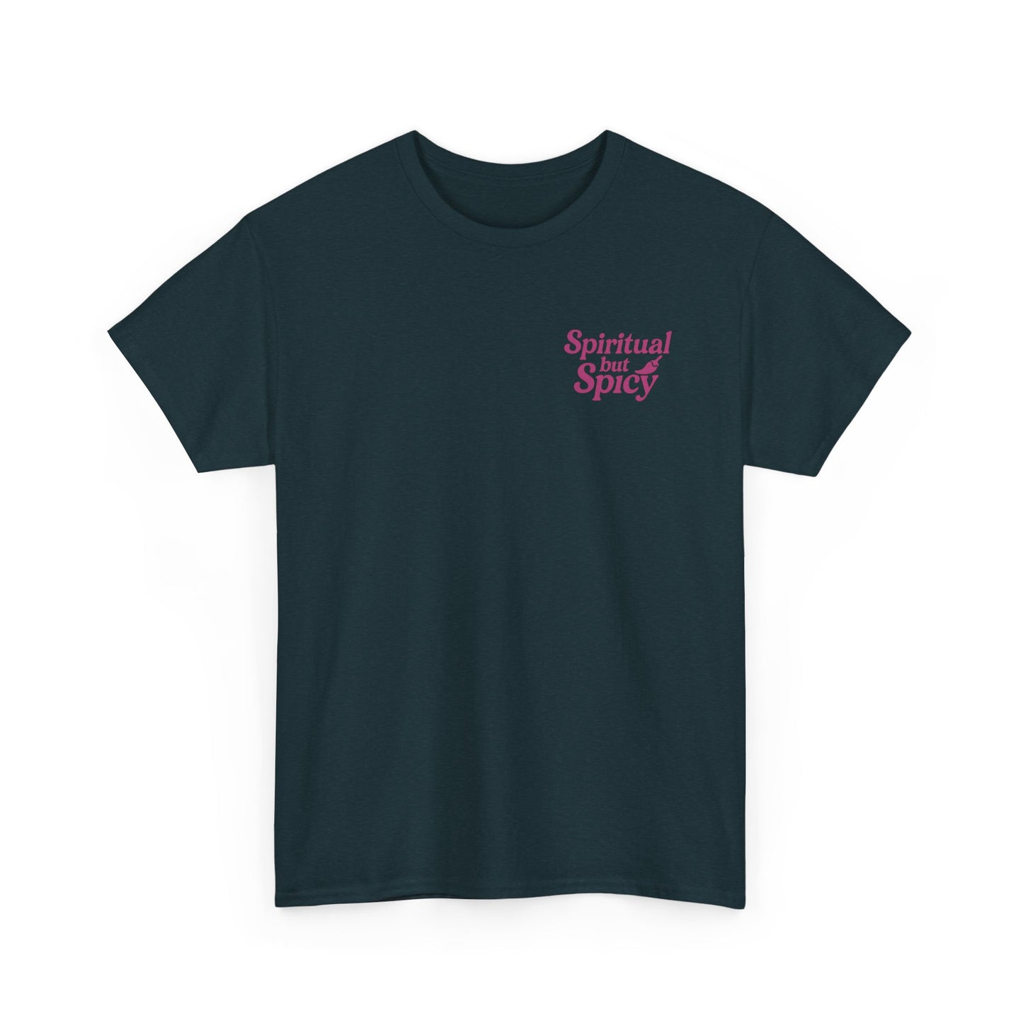 Spiritual but Spicy Unisex T-Shirt – Retro Mini Slogan Tee, Vintage Inspired Graphic Top, Feminine Statement Shirt - Madame Soulière