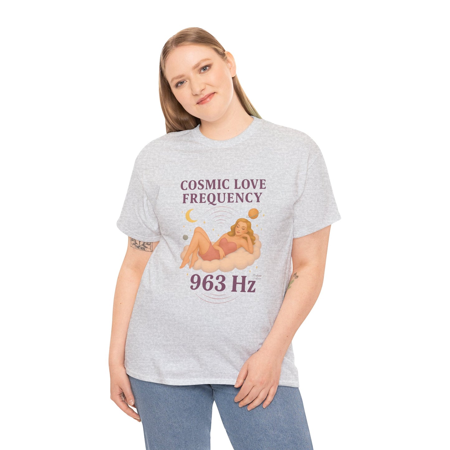Cosmic Love Frequency 963 Hz Unisex T-Shirt – Retro Vintage Spiritual Graphic Tee, Angel Number Vibes, Feminine Pin Up Inspired Top - Madame Soulière