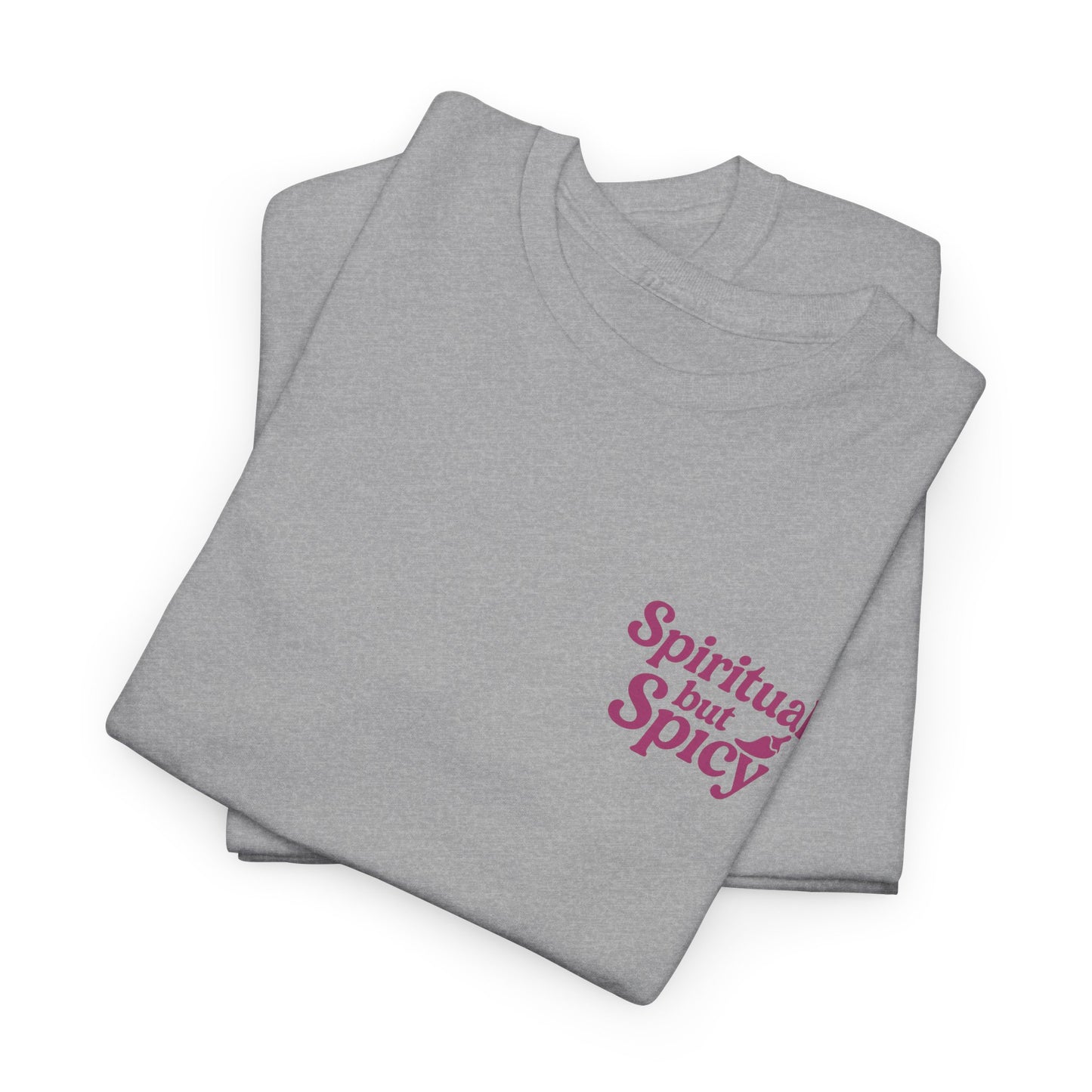 Spiritual but Spicy Unisex T-Shirt – Retro Mini Slogan Tee, Vintage Inspired Graphic Top, Feminine Statement Shirt - Madame Soulière