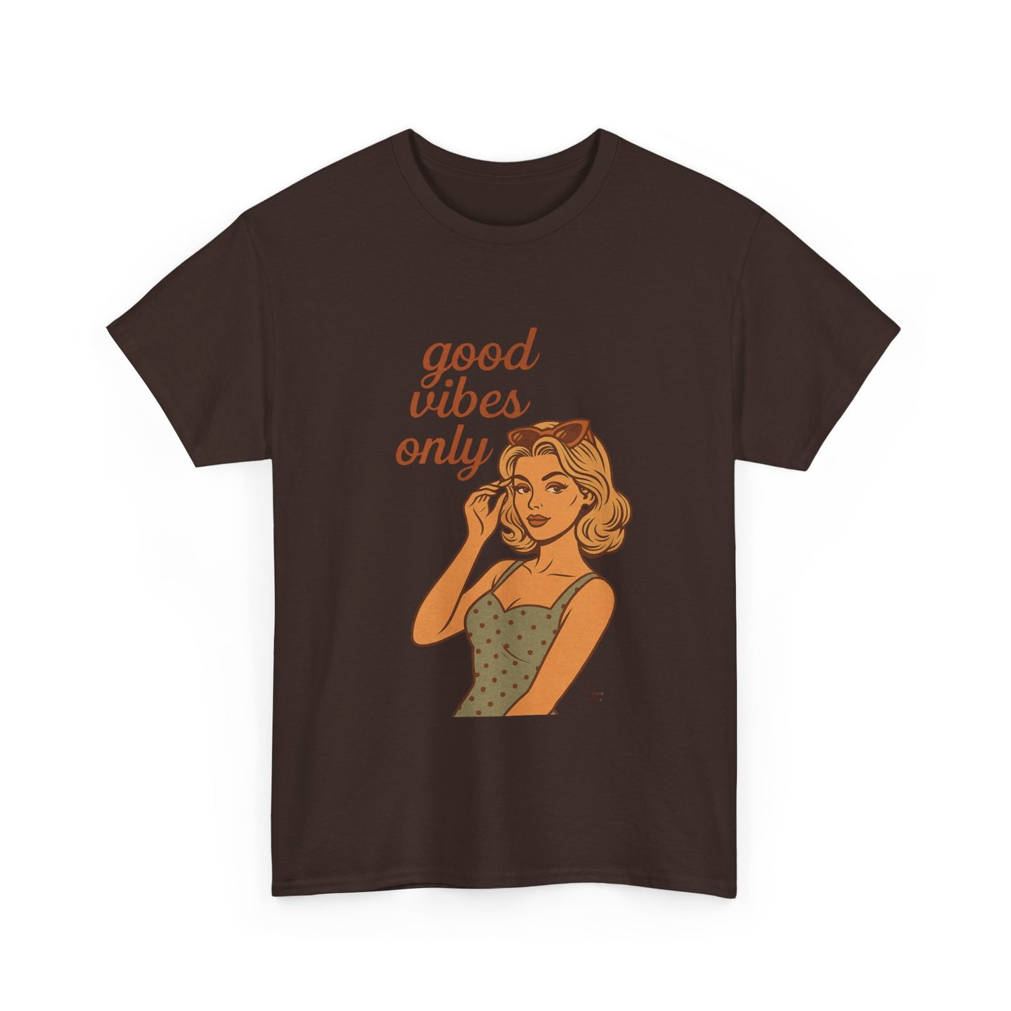 Retro Graphic Unisex T-Shirt – Good Vibes Only Vintage Pin Up Tee, 50s Inspired Feminine Empowerment Top, Spiritual Positive Energy Shirt - Madame Soulière
