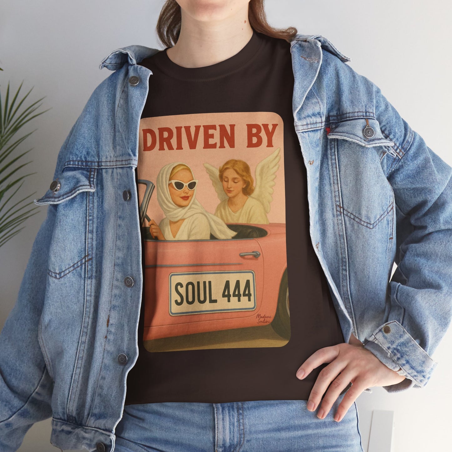 Driven by Soul 444 – Angel Number Retro Graphic Tee | Unisex Vintage Empowerment Shirt - Madame Soulière