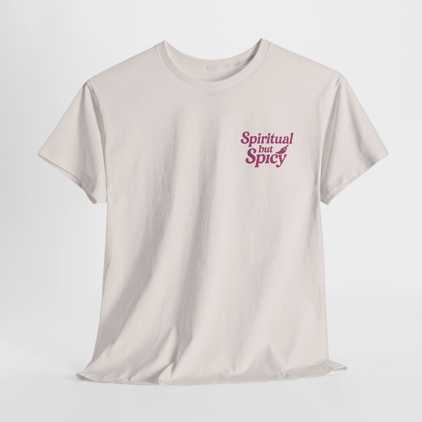 Spiritual but Spicy Unisex T-Shirt – Retro Mini Slogan Tee, Vintage Inspired Graphic Top, Feminine Statement Shirt - Madame Soulière