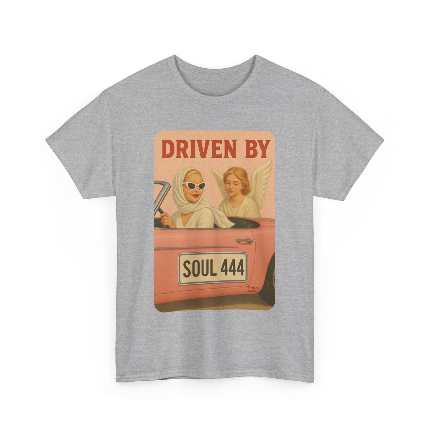 Driven by Soul 444 – Angel Number Retro Graphic Tee | Unisex Vintage Empowerment Shirt - Madame Soulière