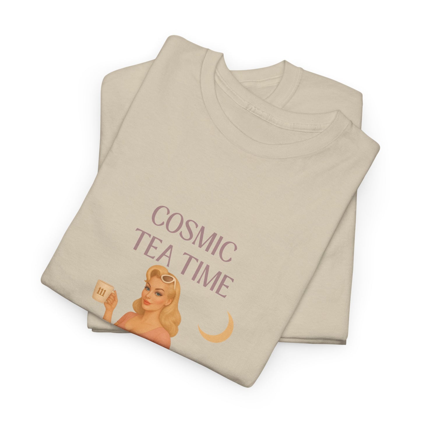 Cosmic Tea Time 111 Unisex T-Shirt – Retro Vintage Graphic Tee, Angel Number Shirt, Spiritual Pin Up Top, Unisex Cosmic Vibes Tee - Madame Soulière