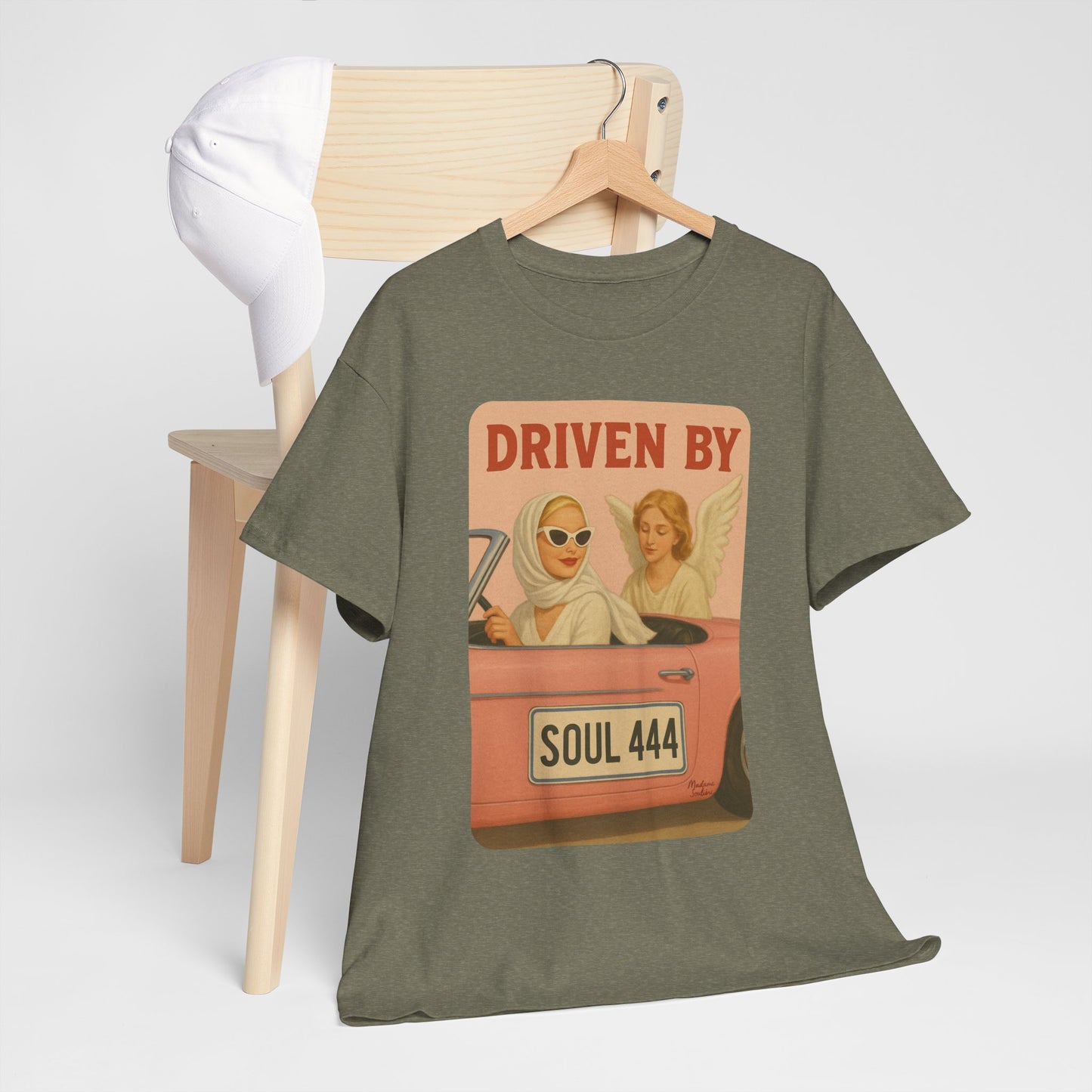 Driven by Soul 444 – Angel Number Retro Graphic Tee | Unisex Vintage Empowerment Shirt - Madame Soulière